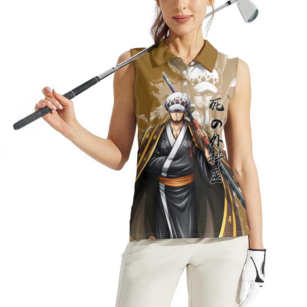 Wano Surgeon Trafalgar D. Law Women Sleeveless Polo Shirt Traditional Ink Splash Anime Style