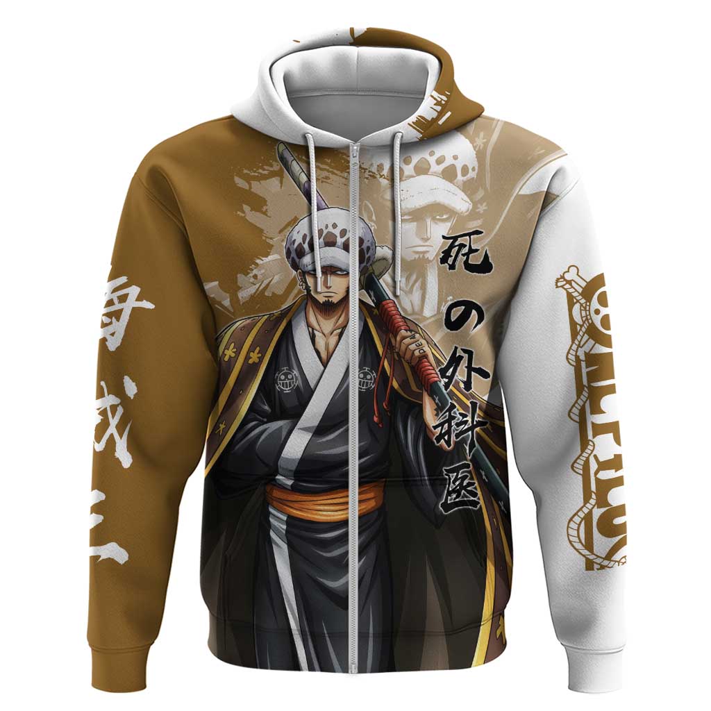 Wano Surgeon Trafalgar D. Law Zip Hoodie Traditional Ink Splash Anime Style
