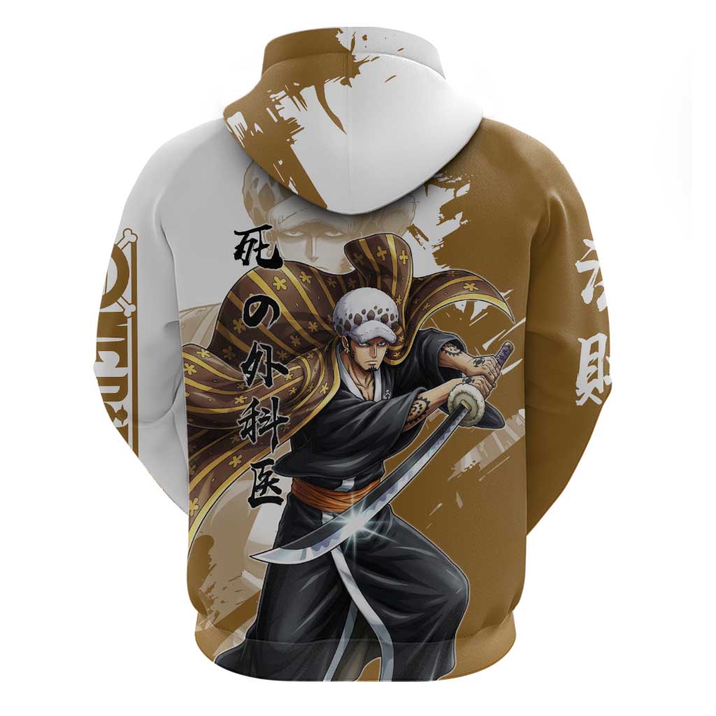 Wano Surgeon Trafalgar D. Law Zip Hoodie Traditional Ink Splash Anime Style