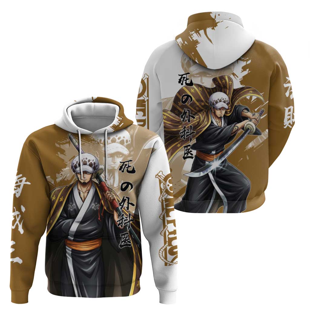 Wano Surgeon Trafalgar D. Law Zip Hoodie Traditional Ink Splash Anime Style