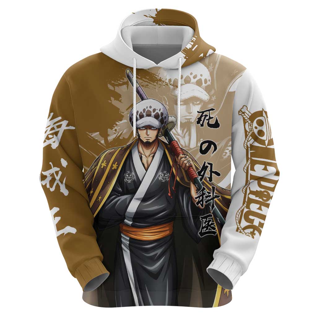 Wano Surgeon Trafalgar D. Law Zip Hoodie Traditional Ink Splash Anime Style
