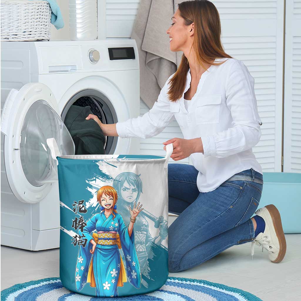 Wano Navigator Nami Laundry Basket Floral Kimono Anime Brush Art