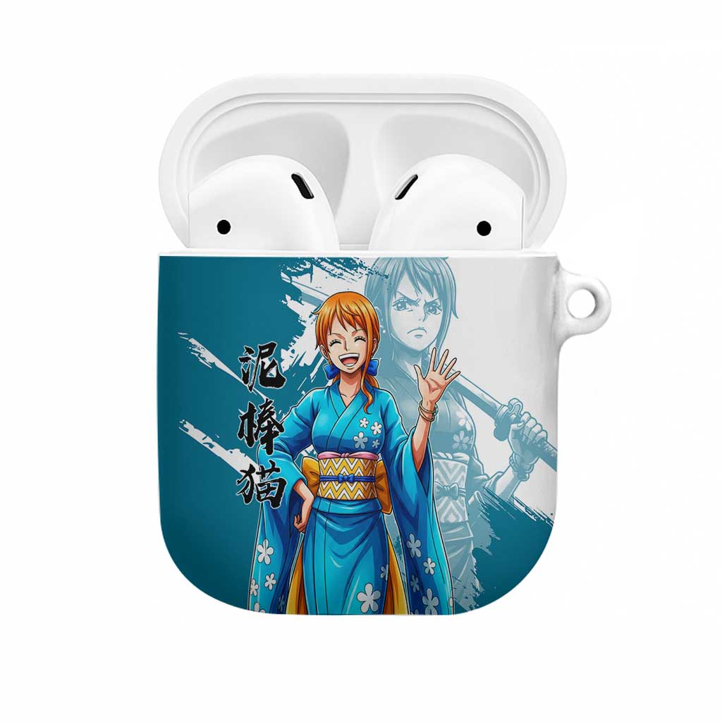 Wano Navigator Nami AirPods Case Floral Kimono Anime Brush Art