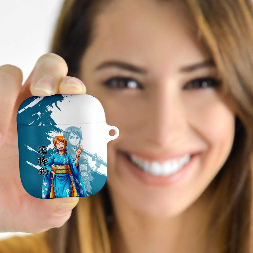Wano Navigator Nami AirPods Case Floral Kimono Anime Brush Art