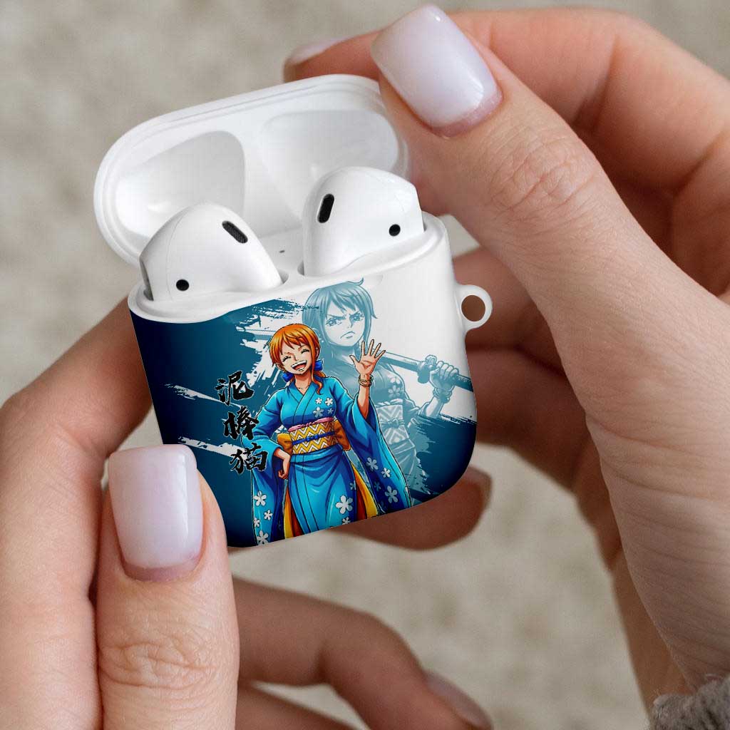 Wano Navigator Nami AirPods Case Floral Kimono Anime Brush Art