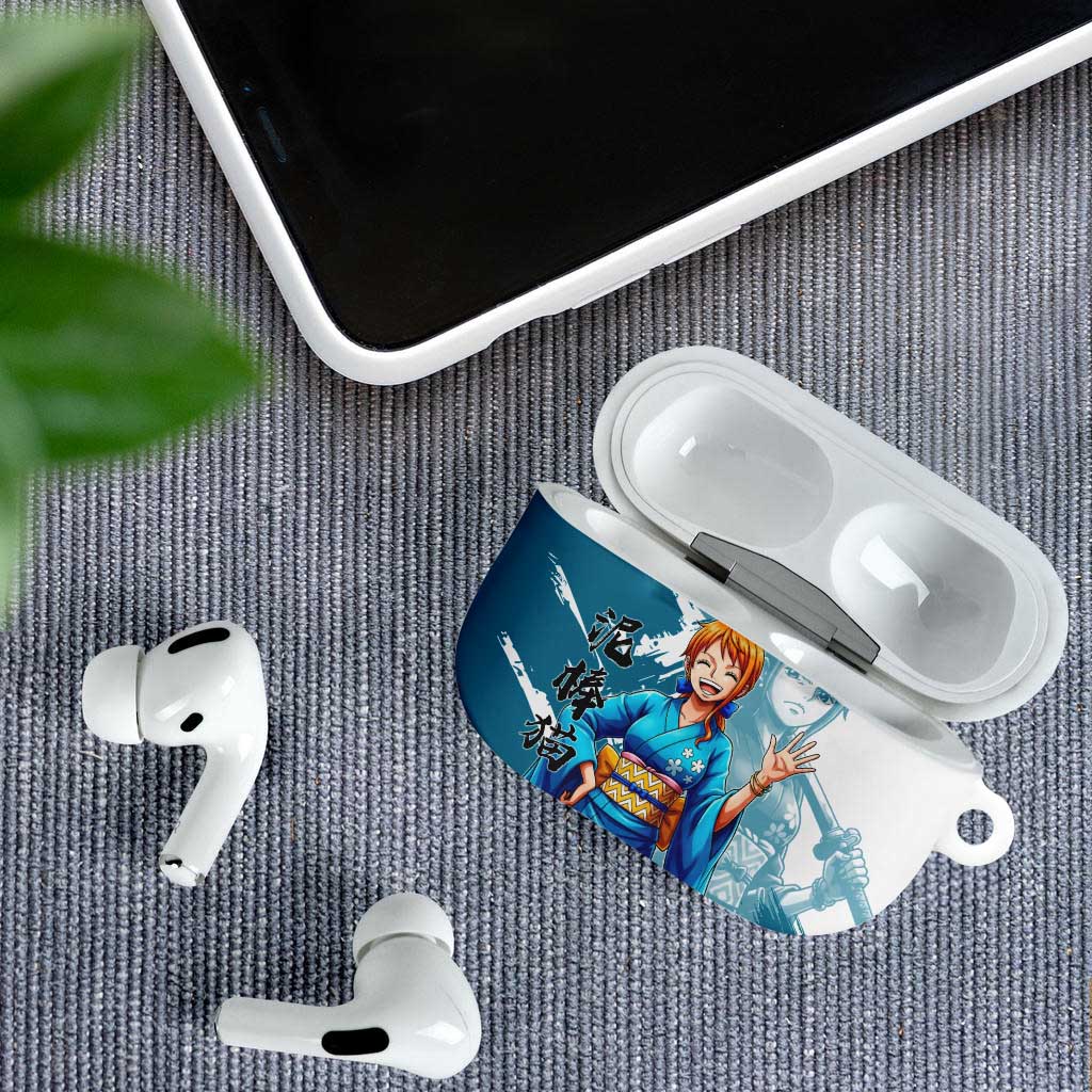 Wano Navigator Nami AirPods Case Floral Kimono Anime Brush Art