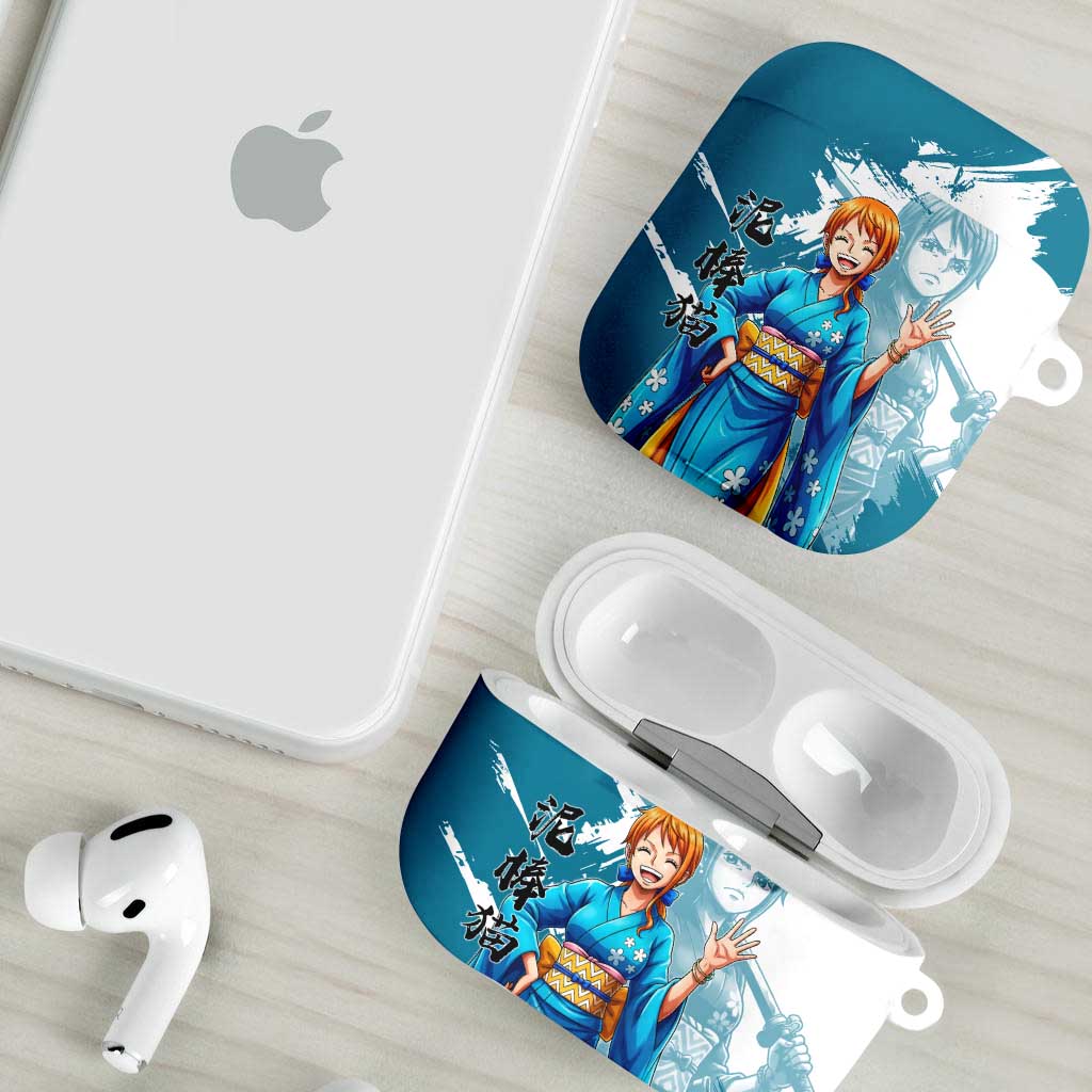 Wano Navigator Nami AirPods Case Floral Kimono Anime Brush Art