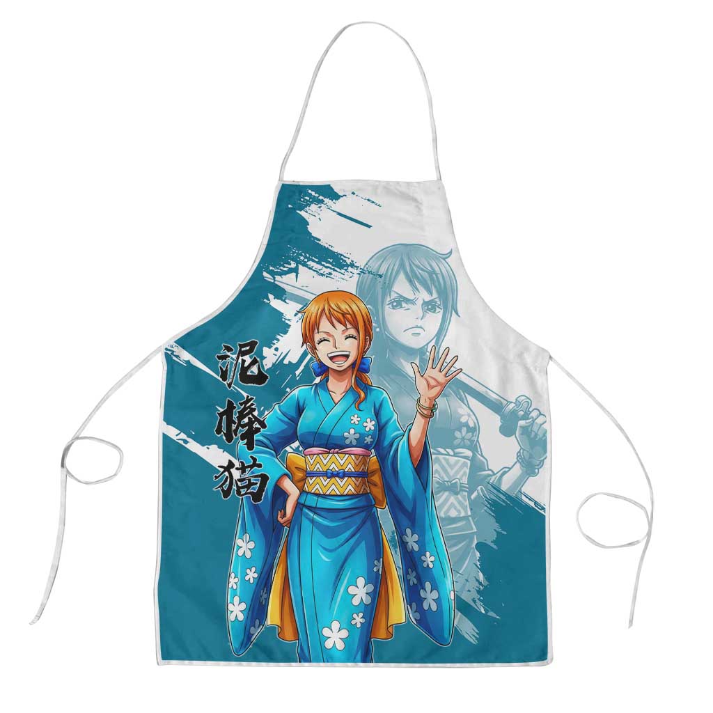 Wano Navigator Nami Apron Floral Kimono Anime Brush Art