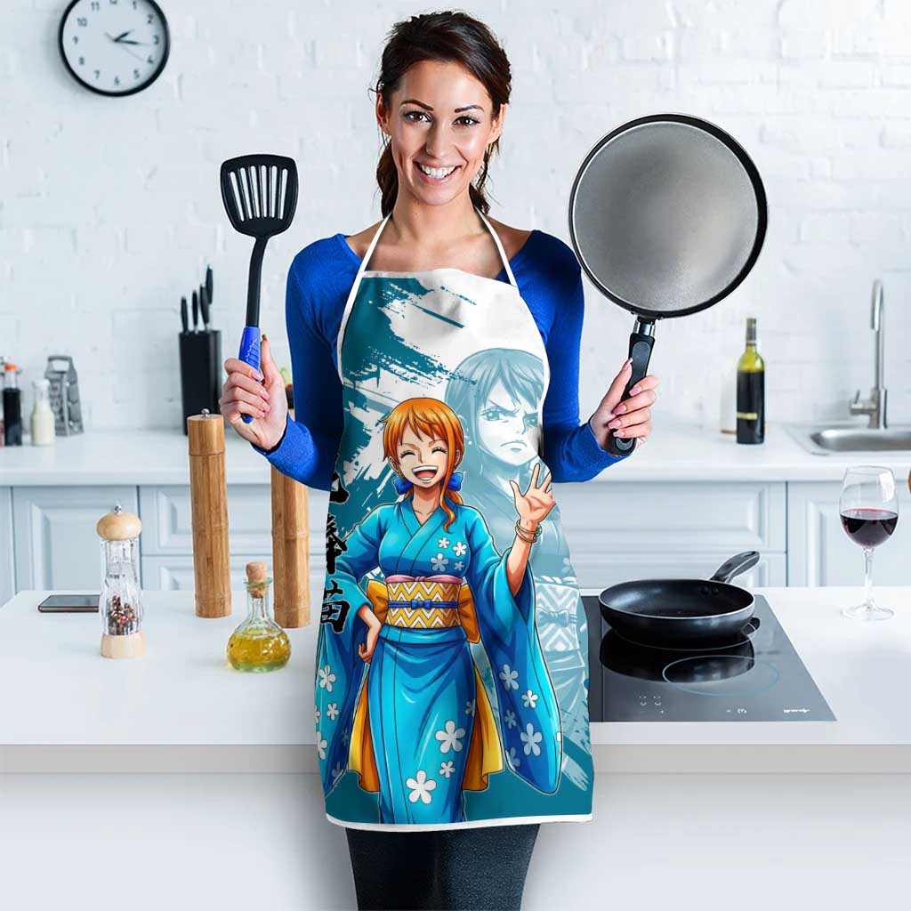 Wano Navigator Nami Apron Floral Kimono Anime Brush Art