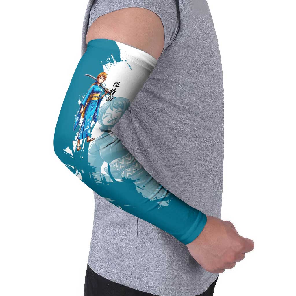 Wano Navigator Nami Arm Sleeves Floral Kimono Anime Brush Art