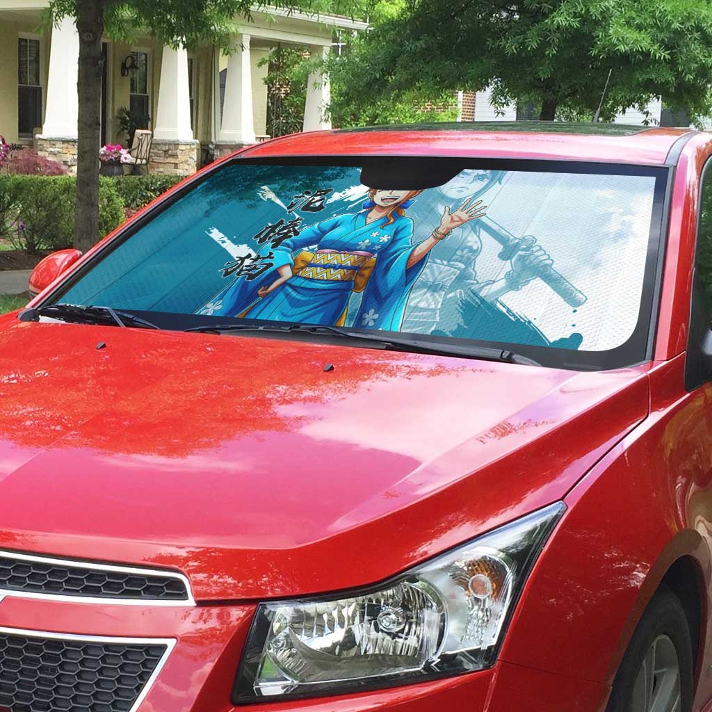 Wano Navigator Nami Auto Sun Shade Floral Kimono Anime Brush Art