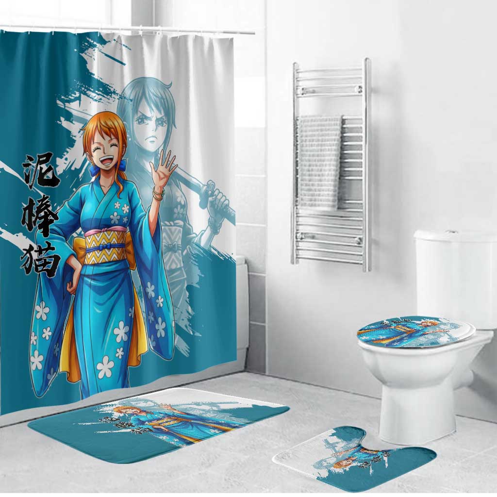 Wano Navigator Nami Bathroom Set Floral Kimono Anime Brush Art