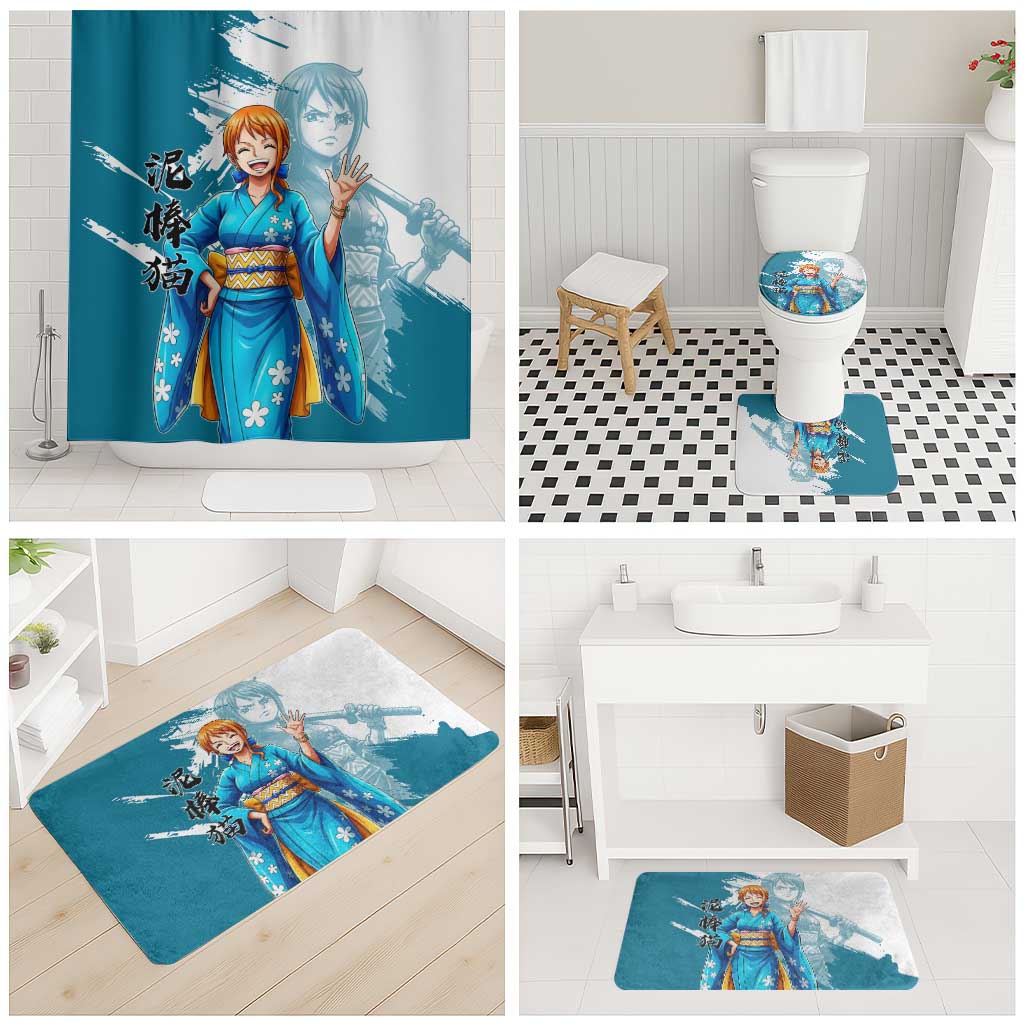 Wano Navigator Nami Bathroom Set Floral Kimono Anime Brush Art