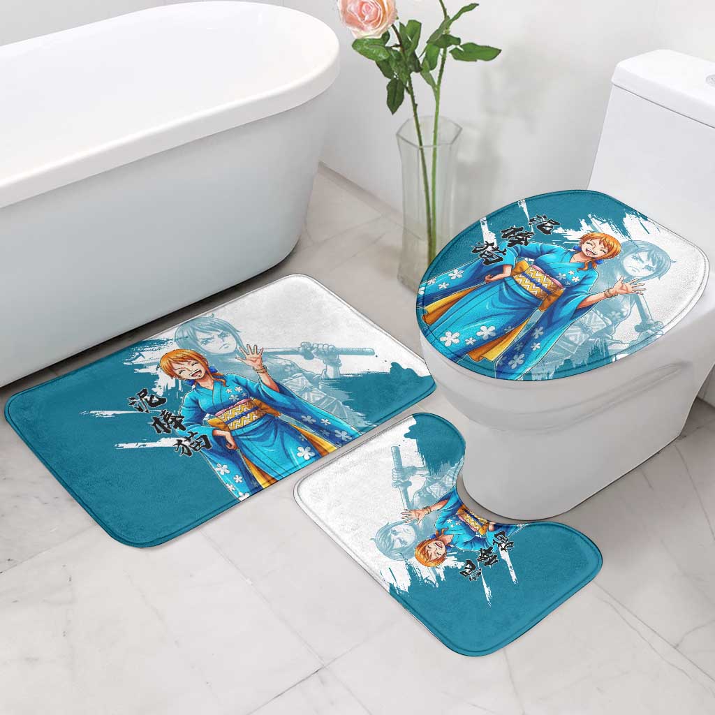 Wano Navigator Nami Bathroom Set Floral Kimono Anime Brush Art
