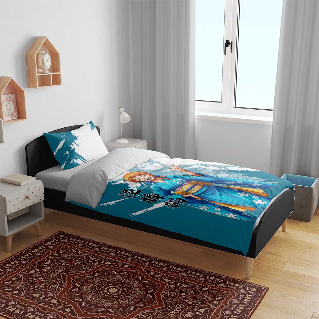 Wano Navigator Nami Bedding Set Floral Kimono Anime Brush Art
