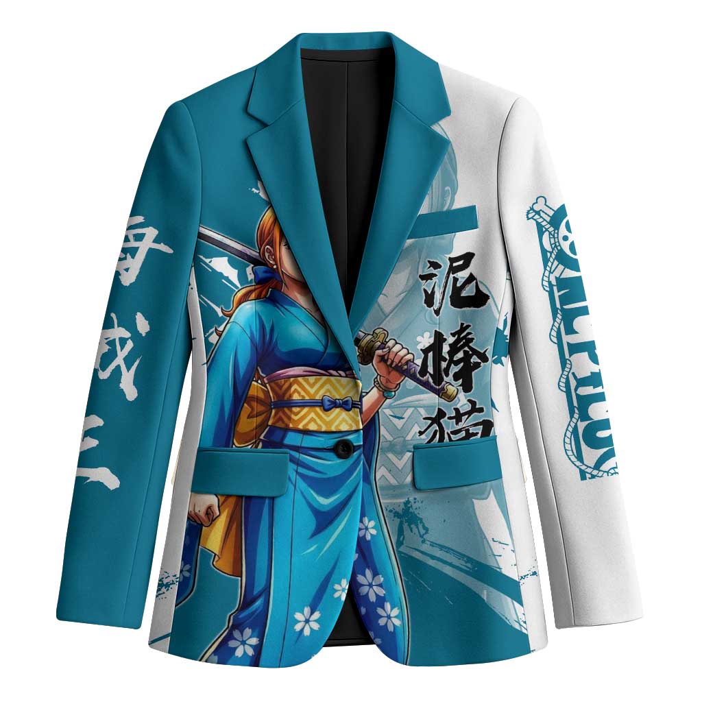 Wano Navigator Nami Blazer Floral Kimono Anime Brush Art