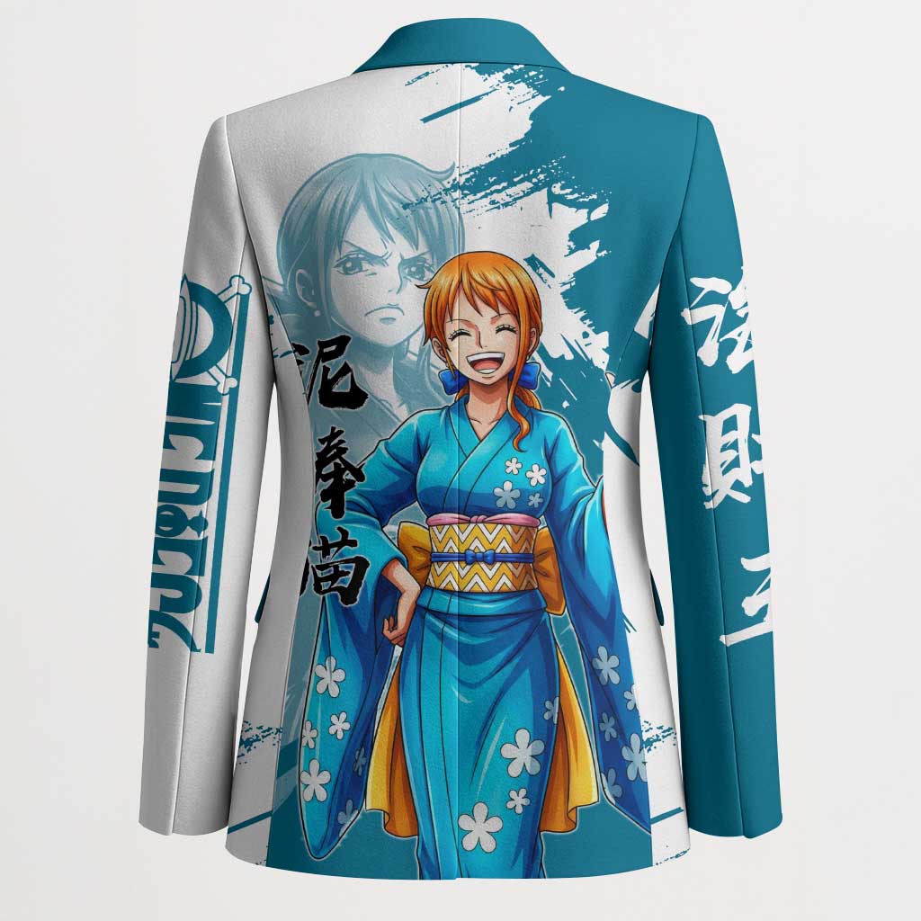 Wano Navigator Nami Blazer Floral Kimono Anime Brush Art