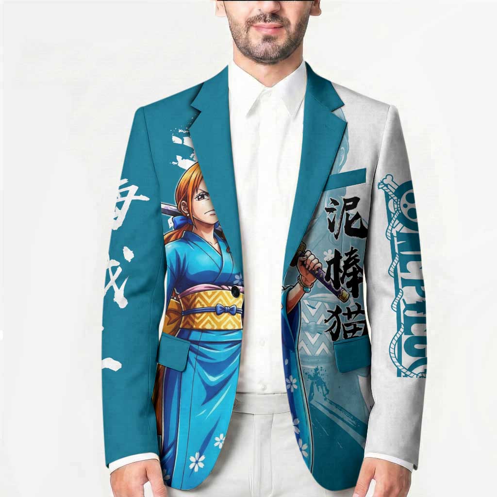 Wano Navigator Nami Blazer Floral Kimono Anime Brush Art