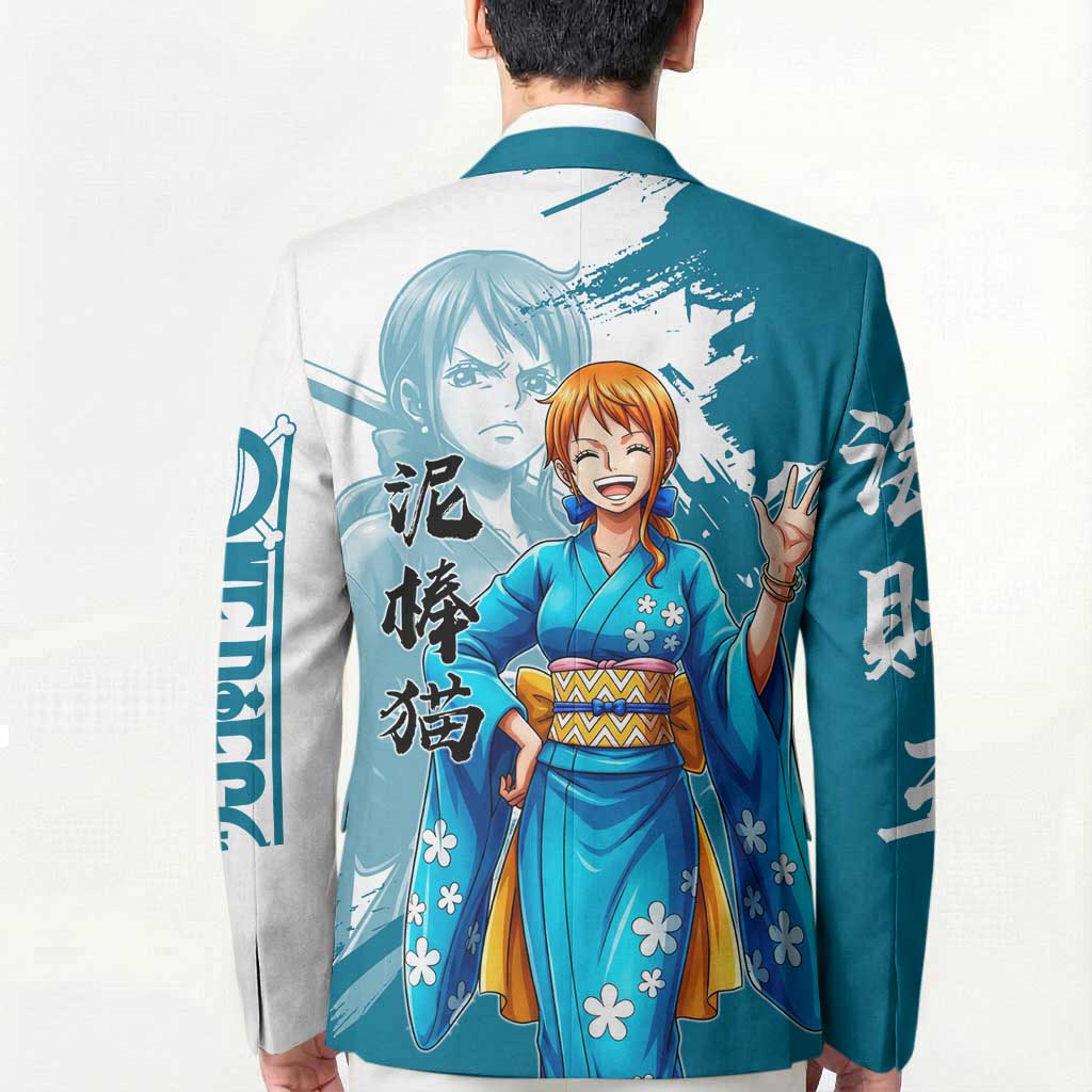 Wano Navigator Nami Blazer Floral Kimono Anime Brush Art