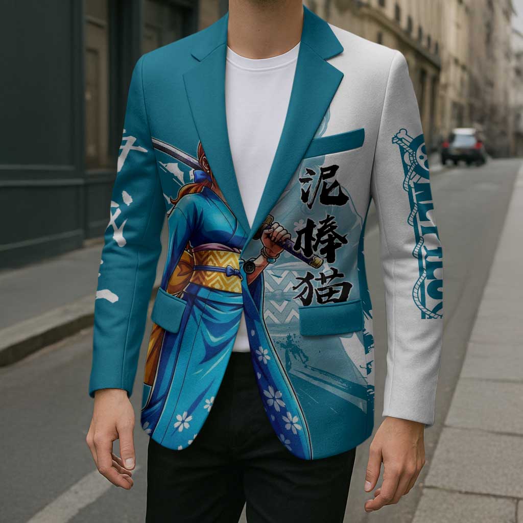 Wano Navigator Nami Blazer Floral Kimono Anime Brush Art