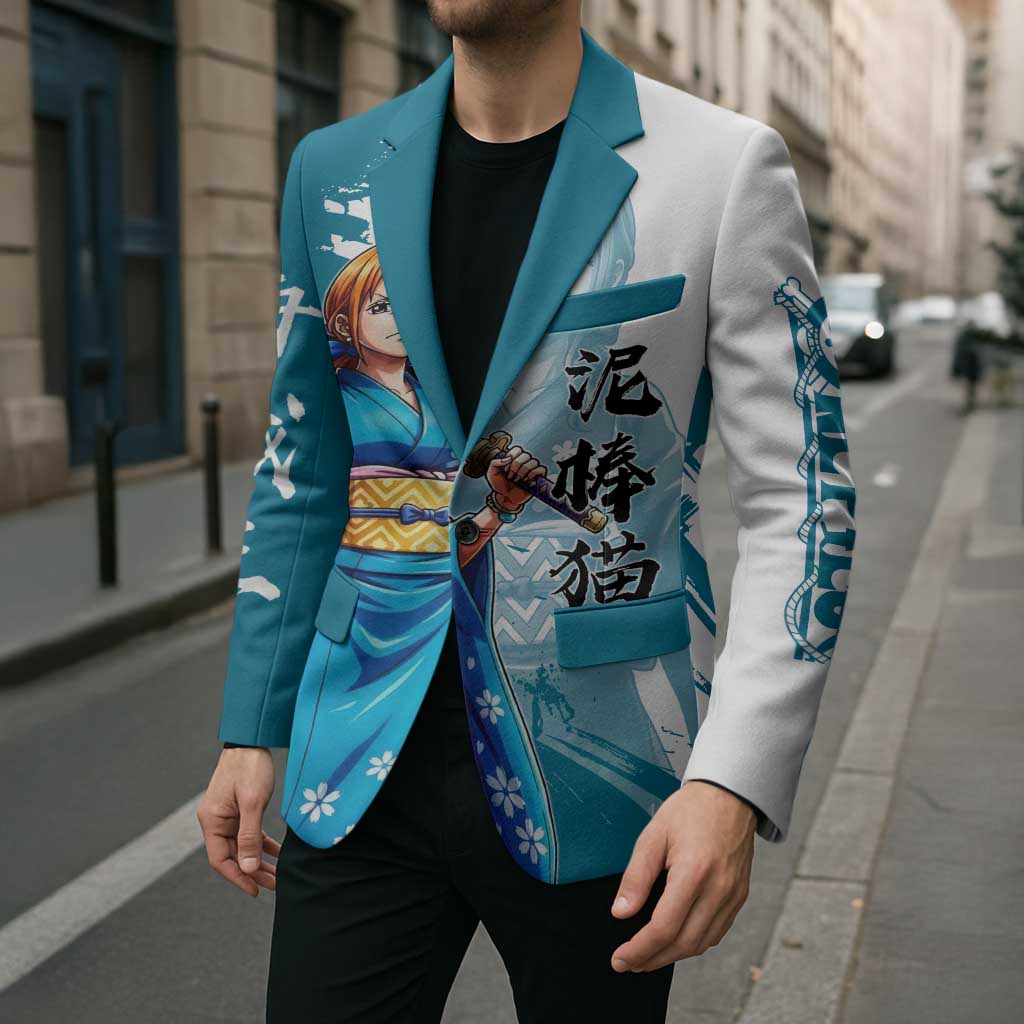 Wano Navigator Nami Blazer Floral Kimono Anime Brush Art