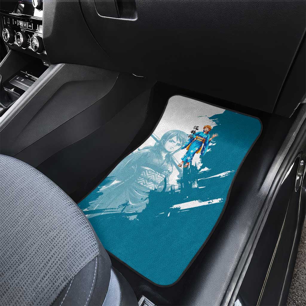Wano Navigator Nami Car Mats Floral Kimono Anime Brush Art