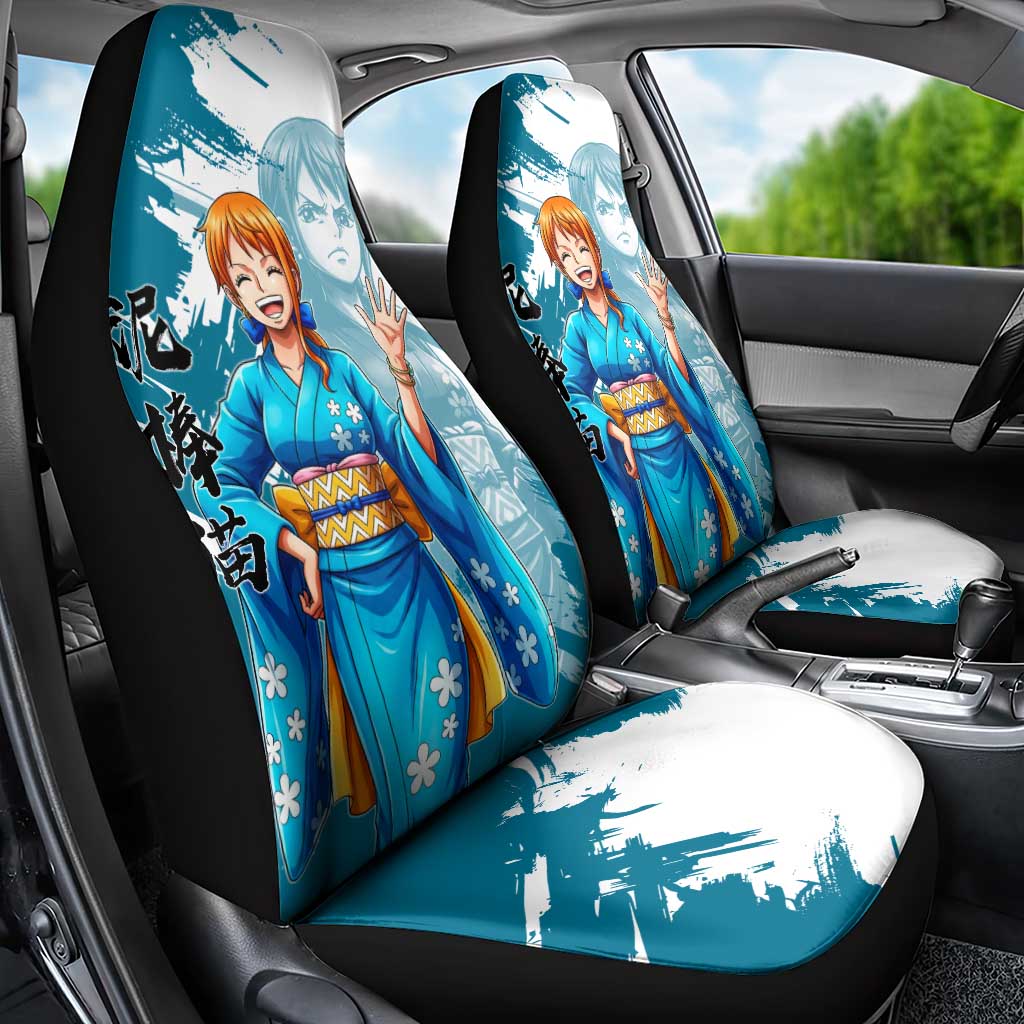 Wano Navigator Nami Car Seat Cover Floral Kimono Anime Brush Art