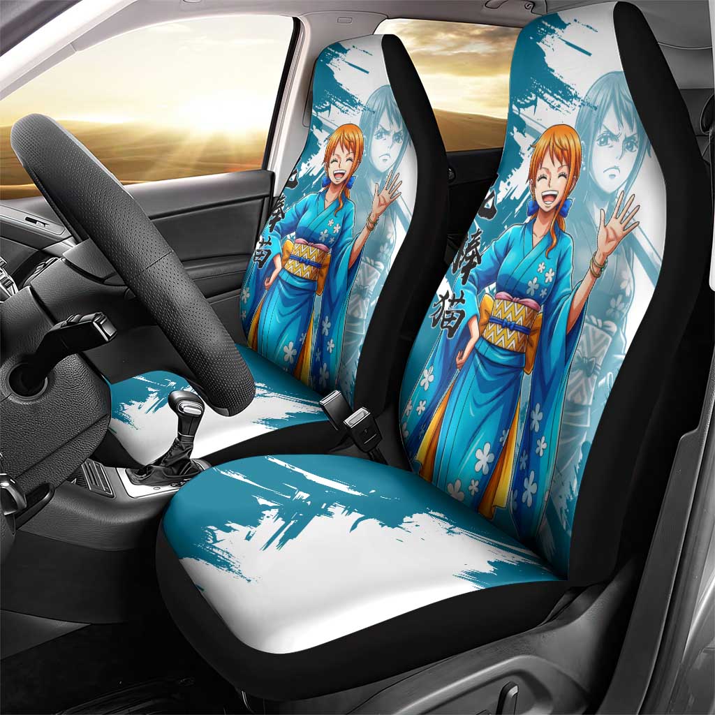 Wano Navigator Nami Car Seat Cover Floral Kimono Anime Brush Art