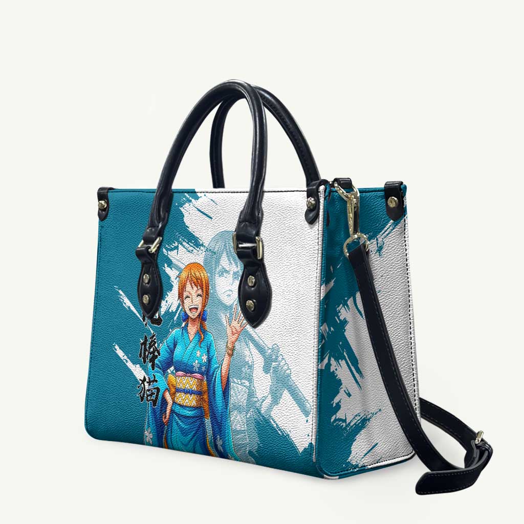 Wano Navigator Nami Leather Bag Floral Kimono Anime Brush Art