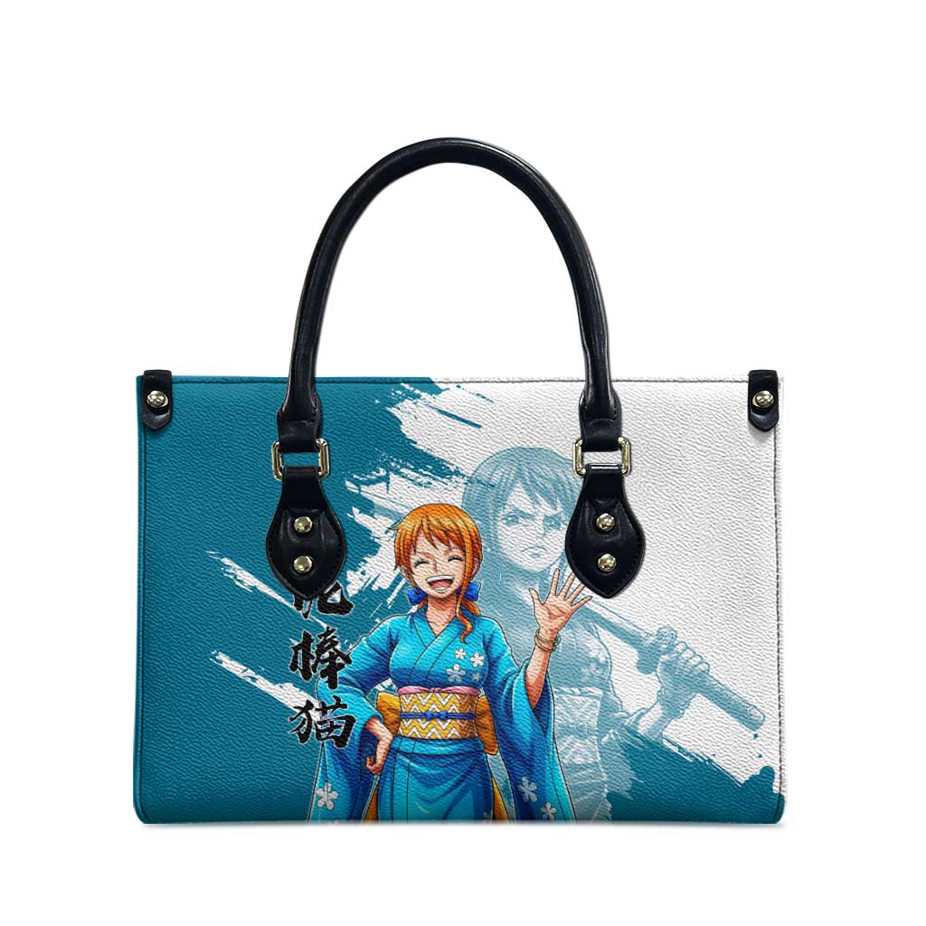 Wano Navigator Nami Leather Bag Floral Kimono Anime Brush Art