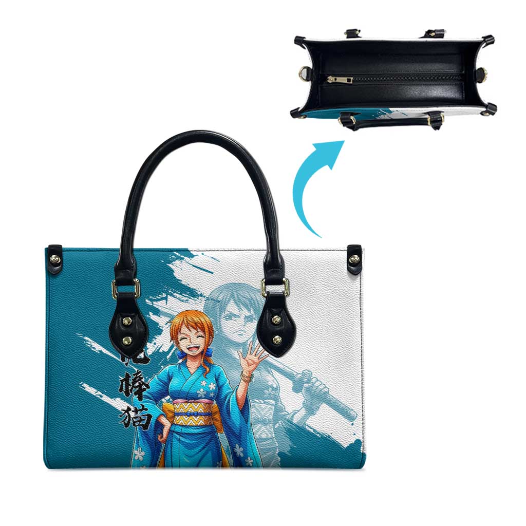 Wano Navigator Nami Leather Bag Floral Kimono Anime Brush Art