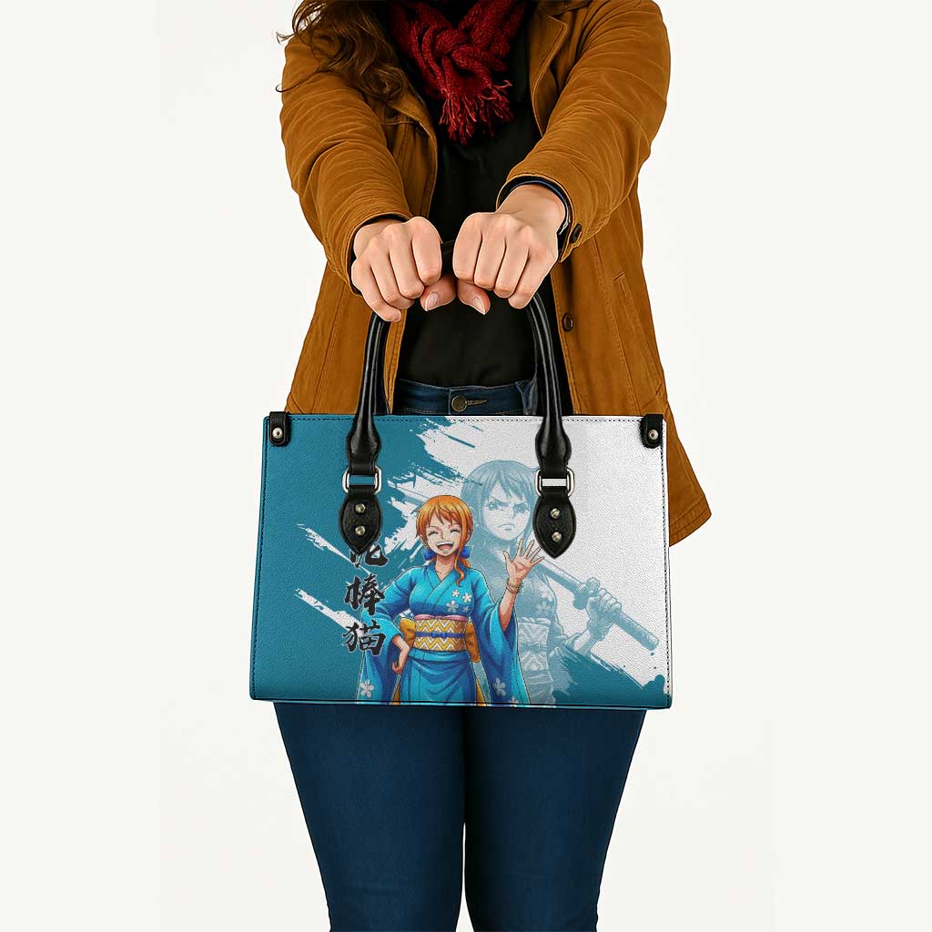 Wano Navigator Nami Leather Bag Floral Kimono Anime Brush Art