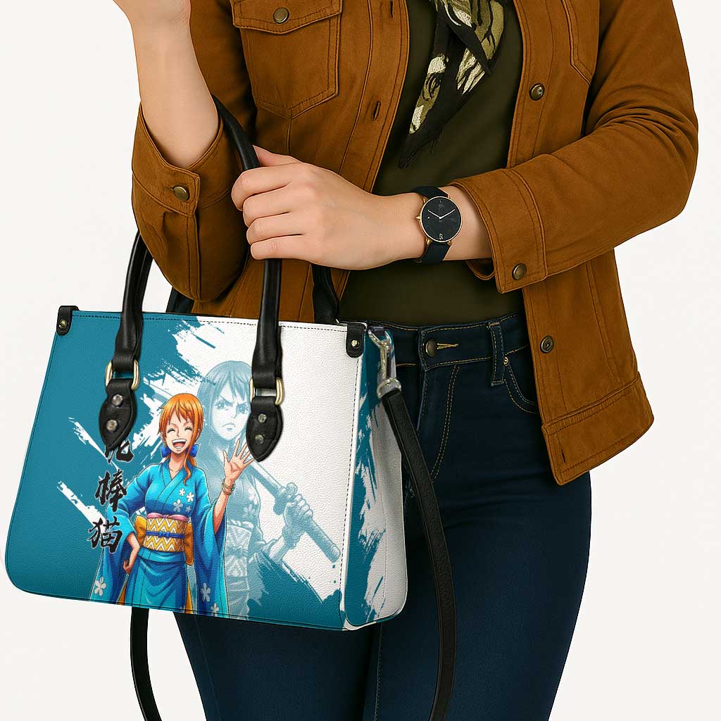 Wano Navigator Nami Leather Bag Floral Kimono Anime Brush Art