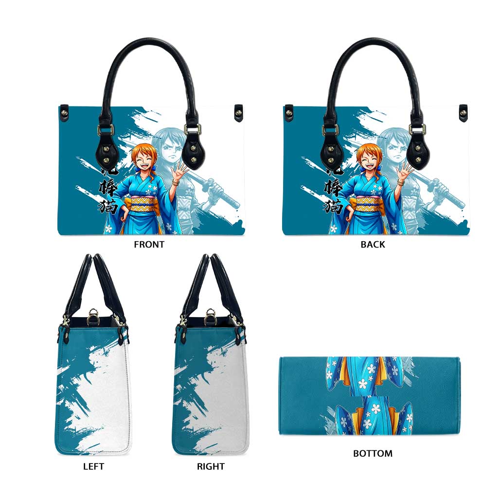 Wano Navigator Nami Leather Bag Floral Kimono Anime Brush Art