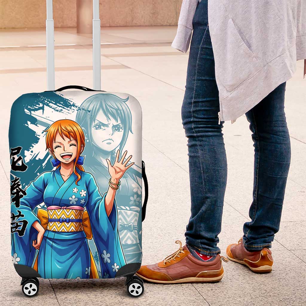 Wano Navigator Nami Luggage Cover Floral Kimono Anime Brush Art