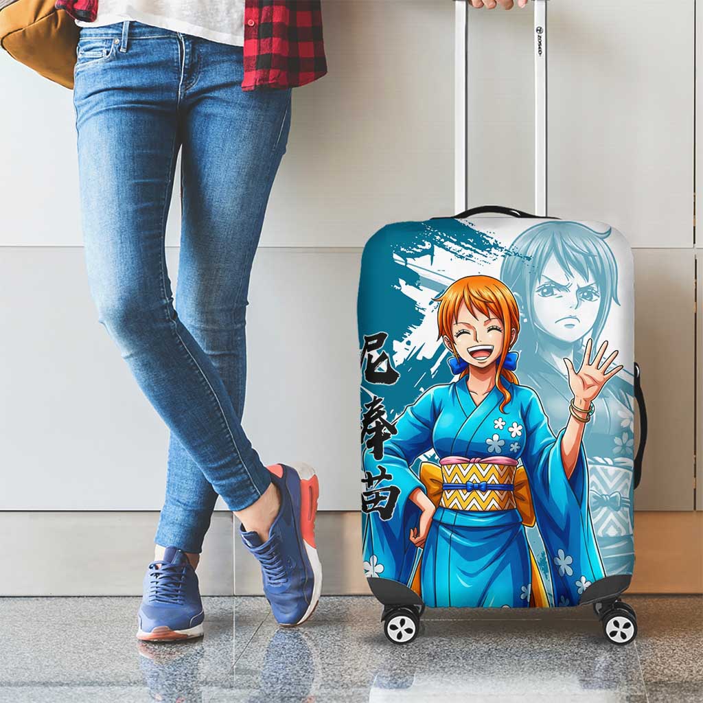 Wano Navigator Nami Luggage Cover Floral Kimono Anime Brush Art