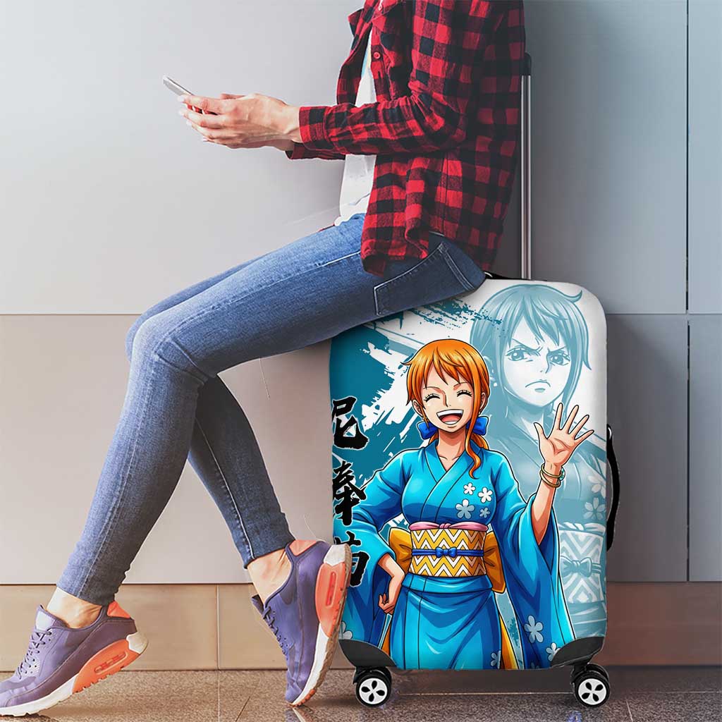 Wano Navigator Nami Luggage Cover Floral Kimono Anime Brush Art