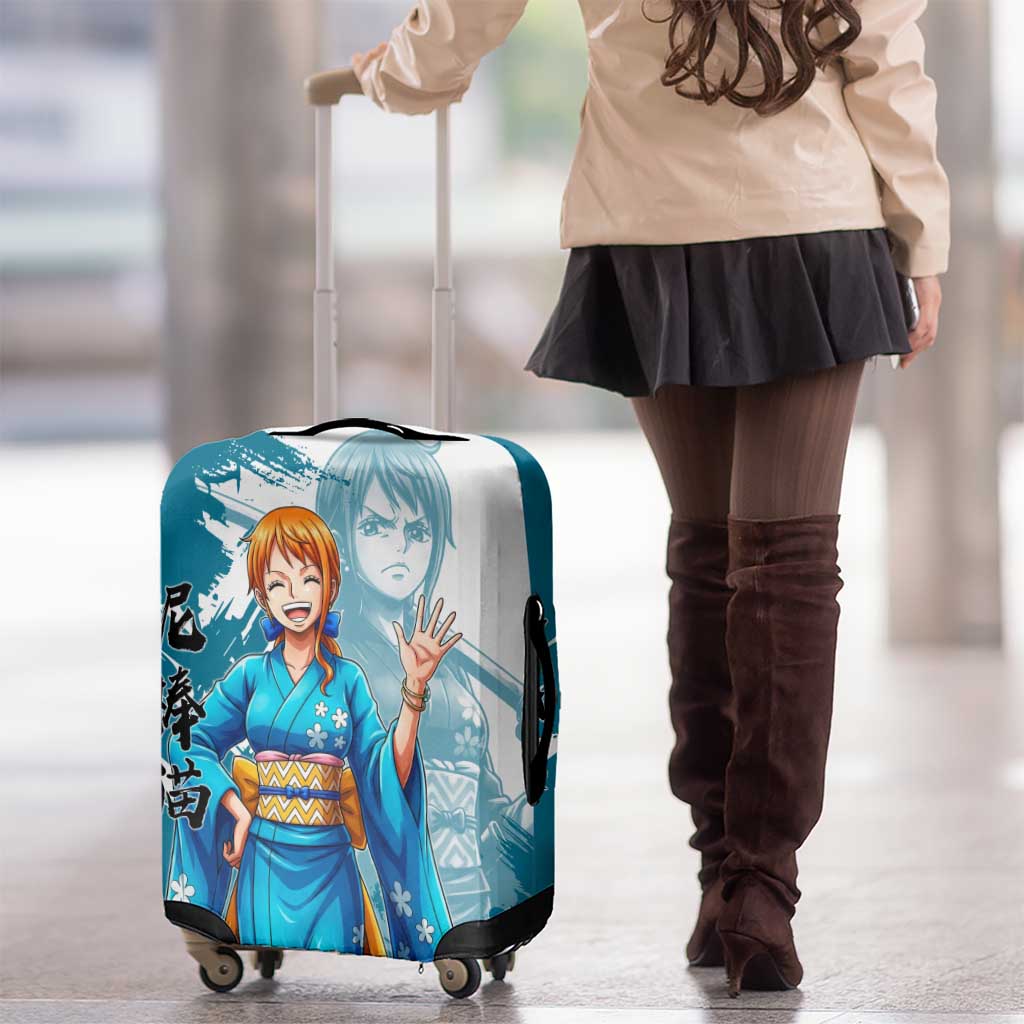 Wano Navigator Nami Luggage Cover Floral Kimono Anime Brush Art