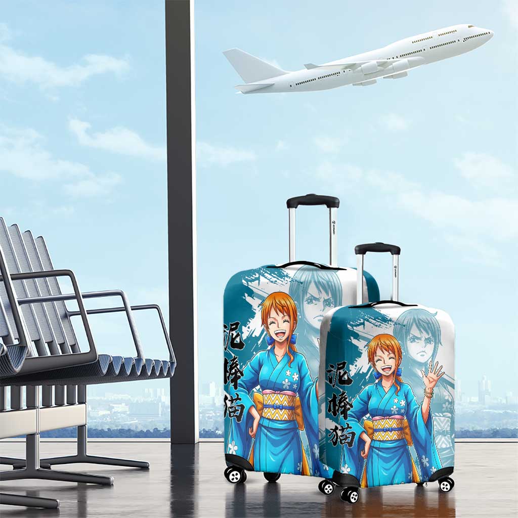 Wano Navigator Nami Luggage Cover Floral Kimono Anime Brush Art
