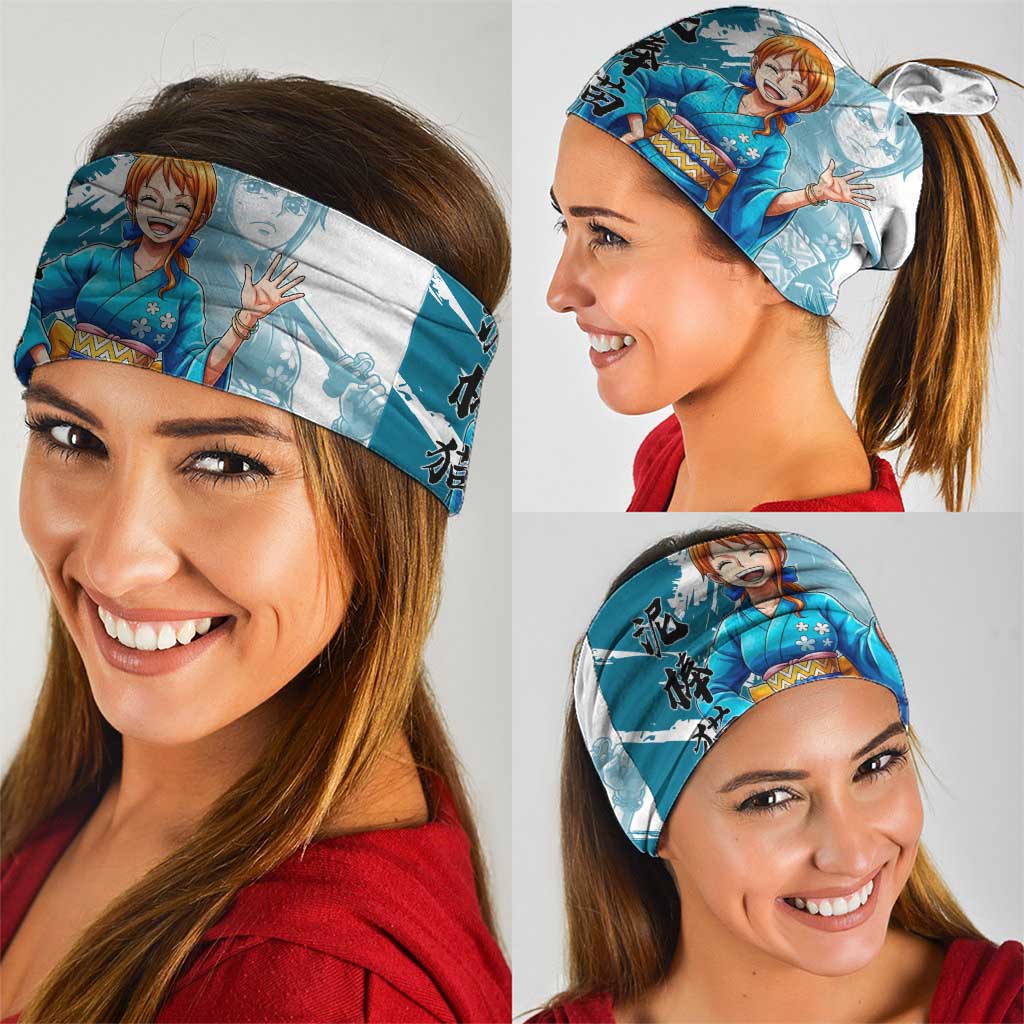 Wano Navigator Nami Neck Gaiter Floral Kimono Anime Brush Art