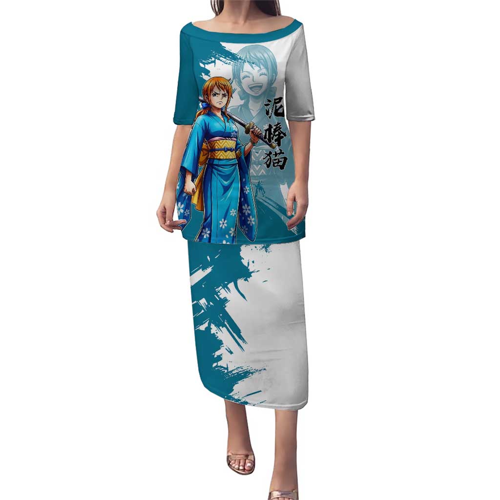 Wano Navigator Nami Puletasi Floral Kimono Anime Brush Art