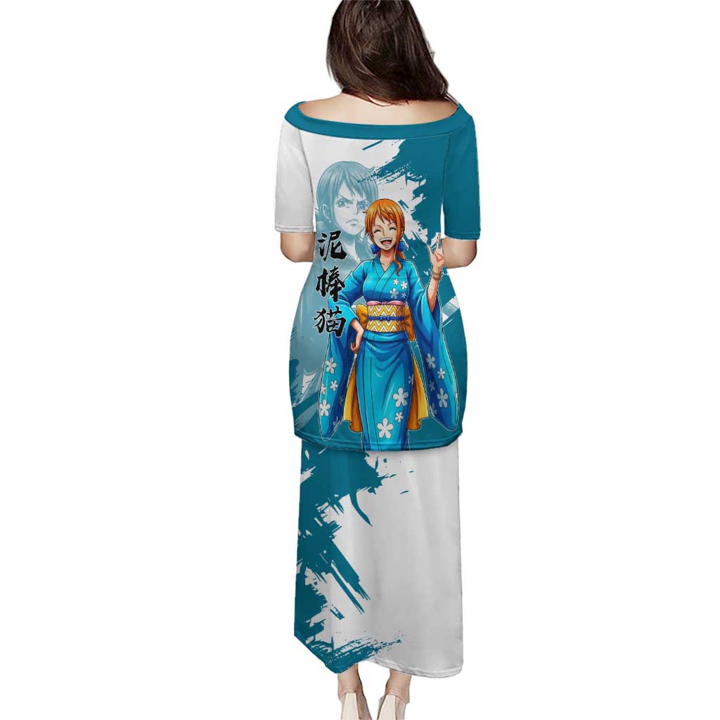 Wano Navigator Nami Puletasi Floral Kimono Anime Brush Art