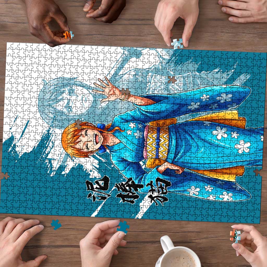 Wano Navigator Nami Puzzle Floral Kimono Anime Brush Art