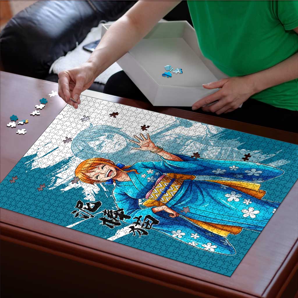 Wano Navigator Nami Puzzle Floral Kimono Anime Brush Art