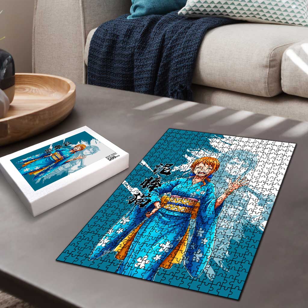 Wano Navigator Nami Puzzle Floral Kimono Anime Brush Art
