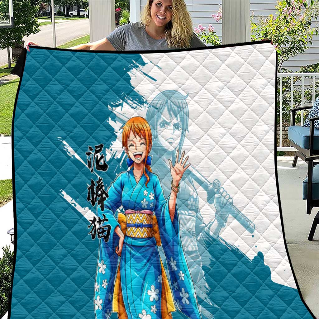 Wano Navigator Nami Quilt Floral Kimono Anime Brush Art