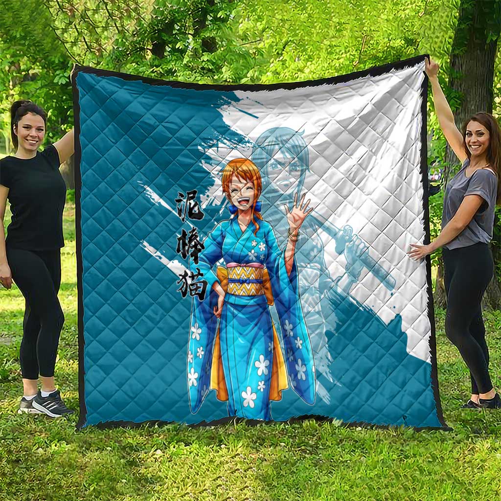 Wano Navigator Nami Quilt Floral Kimono Anime Brush Art