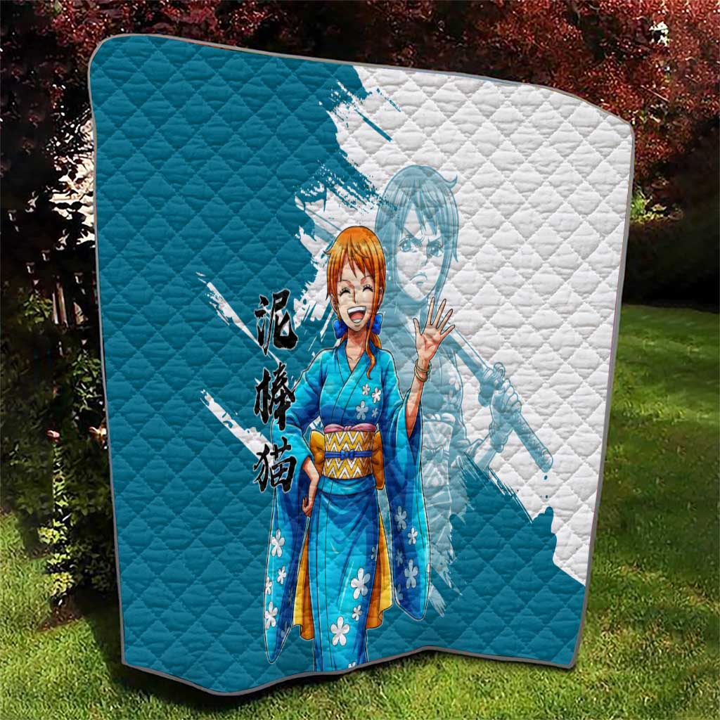 Wano Navigator Nami Quilt Floral Kimono Anime Brush Art