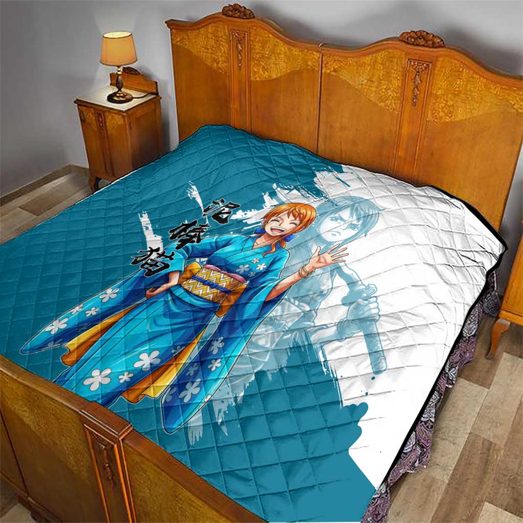 Wano Navigator Nami Quilt Floral Kimono Anime Brush Art