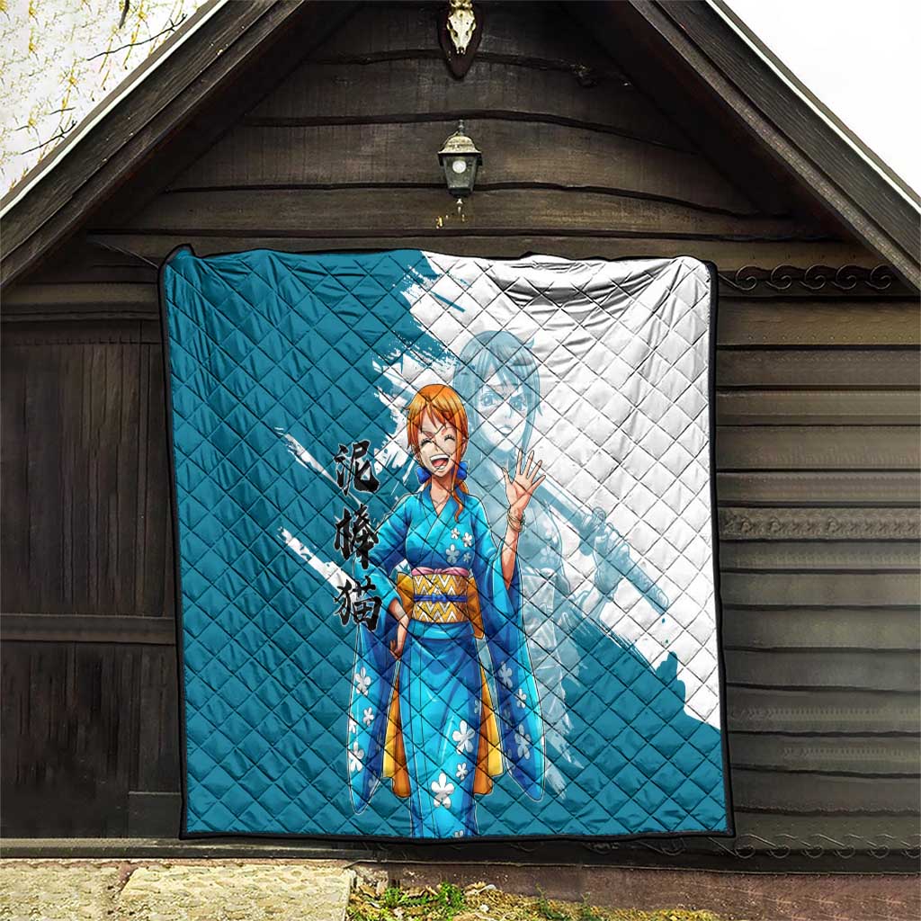 Wano Navigator Nami Quilt Floral Kimono Anime Brush Art